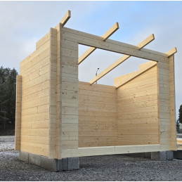 3x2m täydellinen laavupaketti puuosilla, peltikatolla tai palahuopakatolla heti varastosta.