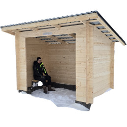 3x2m täydellinen laavupaketti puuosilla, peltikatolla tai palahuopakatolla heti varastosta.