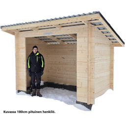 3x2m täydellinen laavupaketti puuosilla, peltikatolla tai palahuopakatolla heti varastosta.