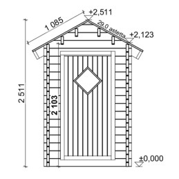 Kotimainen höylähirsinen puucee pihalle tai mökille. Helppo koota, lattia ja tarvikkeet mukana.