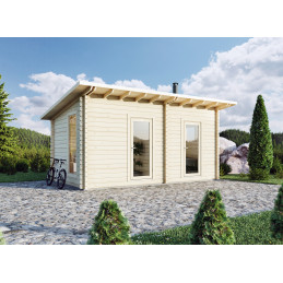 Lillevilla Kaakkuri – 15 m² pihasauna tai varasto 70 mm hirsillä, pukuhuone ja sauna. Rakenna tästä sauna