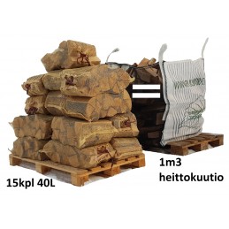 Pakattu heittokuutio kuivaa polttopuuta puuvirrat.fi verkkokaupasta