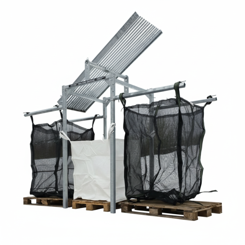 Säkkiteline Tupla Heikki tukeva säkkiteline monipuolisilla säädöillä 1m3-1,5m3 kokoisille säkeille ja roskanerottelijalla