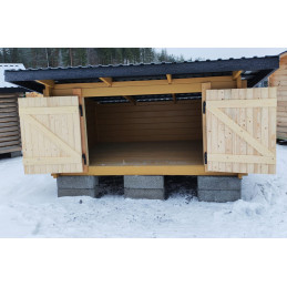 3x2m täydellinen laavupaketti puuosilla, peltikatolla tai palahuopakatolla heti varastosta.