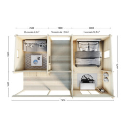 Lillevilla Kiuru 33,58 m² / 70 mm