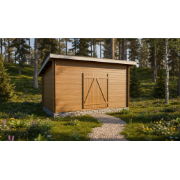 Hirsilato P-M 10 m² pulpettikatto pihavarasto – moderni design