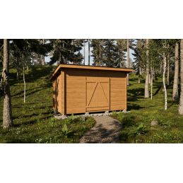 Hirsilato P-S 8 m² pulpettikatto pihavarasto – moderni piharakennus