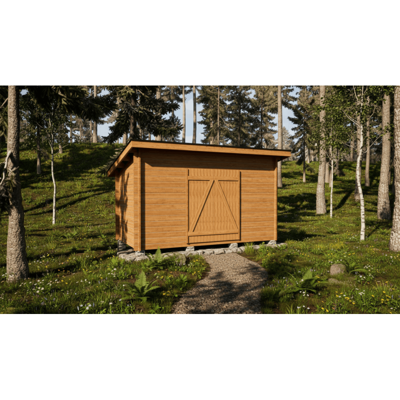 Hirsilato P-S 8 m² pulpettikatto pihavarasto – moderni piharakennus