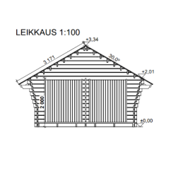 Hirsilato R-L 16 m² rakomallinen pihavarasto – kaksi pariovea