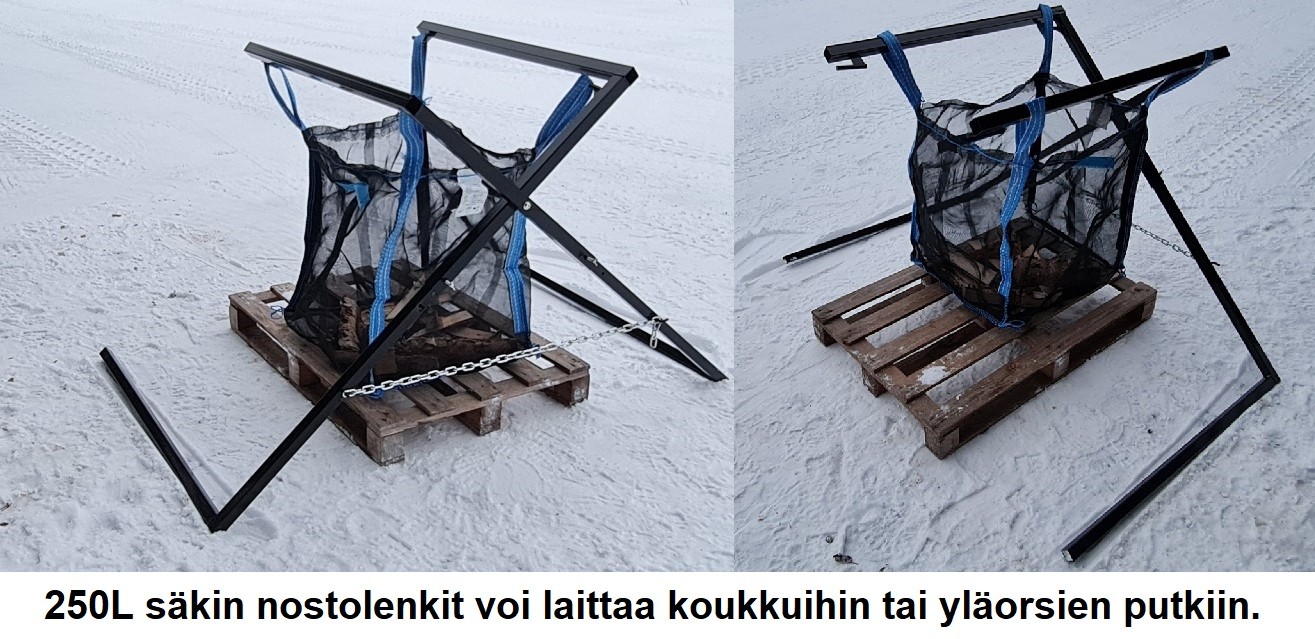 SÄÄDETTÄVÄ SÄKKITELINE KOUKUILLA