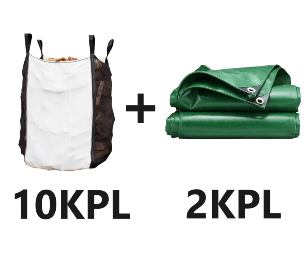 10KPL KLAPISÄKKEJÄ (1m3) + 2KPL SUOJAPEITE