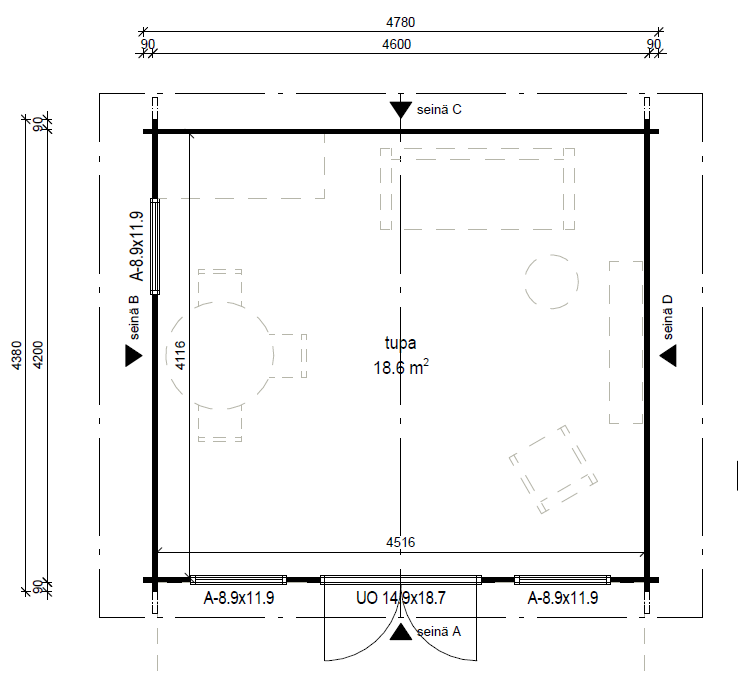 VIERASMAJA, V-L (16M²)