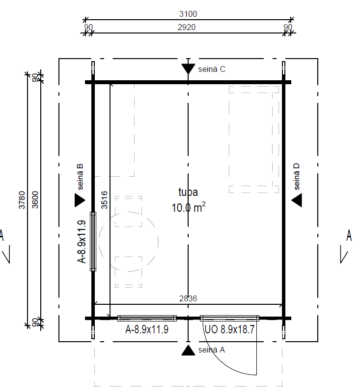 VIERASMAJA, V-M (10M²)