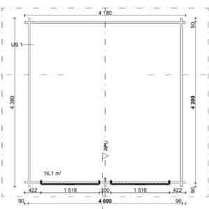 LP GARDEN U-L (16 M²) VINOUMPISEINÄINEN PIHAVARASTO